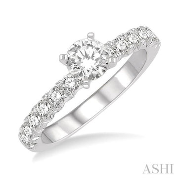 1/2 Ctw Round Cut Diamond Semi-Mount Engagement Ring in 14K White Gold